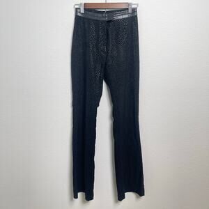 Vintage Caché Pants Made in France Black Textured Flare Leg Stretch Small